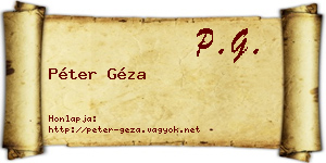 Péter Géza névjegykártya