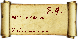 Péter Géza névjegykártya